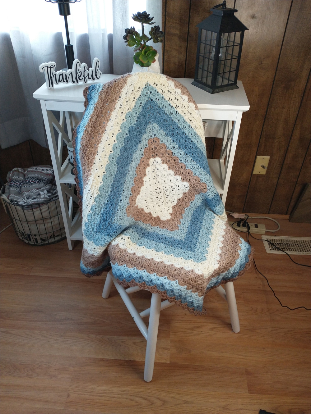 New Hand Crocheted Baby Boy Blanket